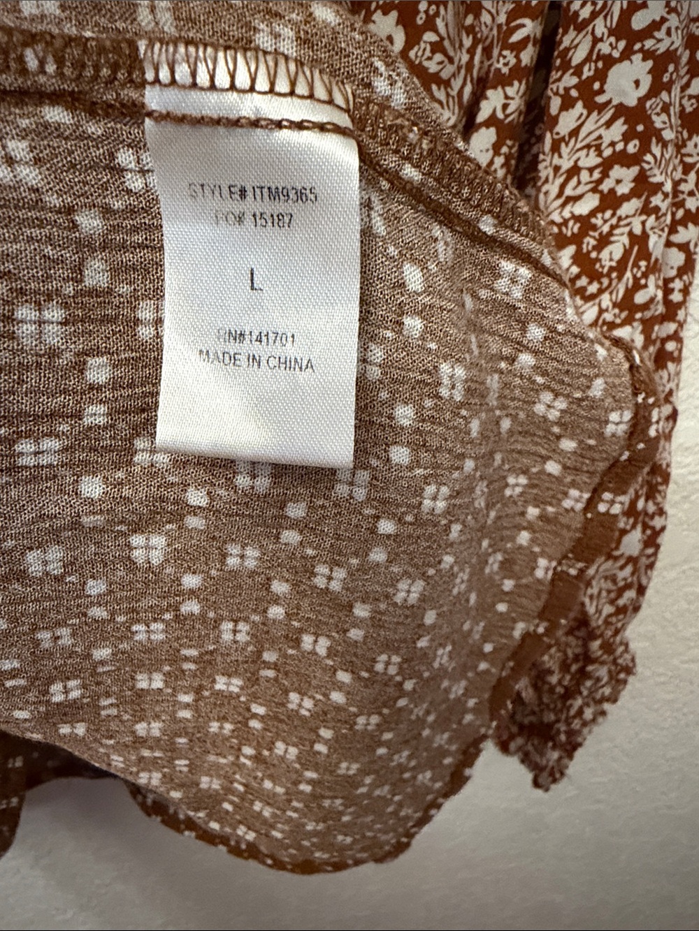 Women's Rust Brown Floral Peasant Blouse - Picture 2 of 8